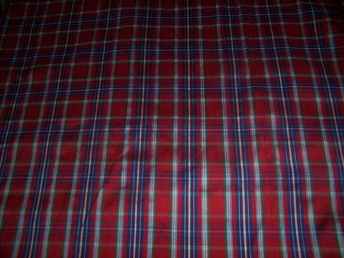 100% silk dupion red Scottish Tartan plaids 54&quot; wide