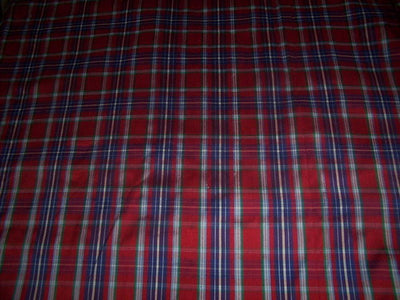 100% silk dupion red Scottish Tartan plaids 54" wide DUP#C19[2]