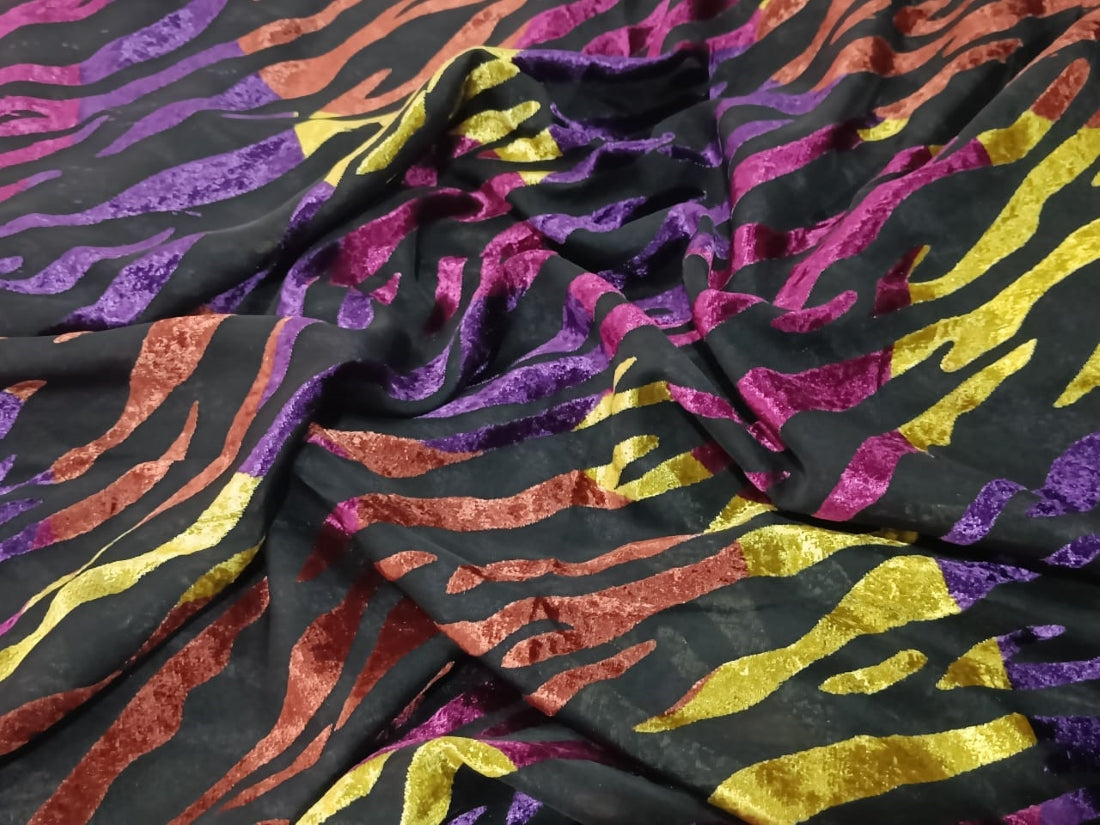 Multi color Devore Polyester Viscose Burnout Velvet fabric available in two prints~ 44&quot; wide