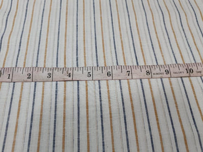 100% Linen Ivory / Navy / Brown stripe 60's Lea Fabric 58" wide [10791]