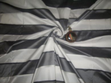 white / grey colour silk taffeta fabric stripes 54&quot; wide