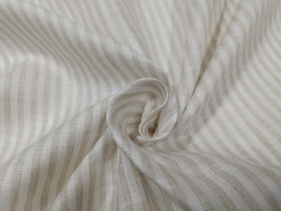 100% Linen Brown / Ivory stripe 60's Lea Fabric 58" wide [10553]