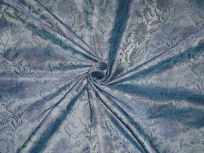 SILK BROCADE FABRIC Shades of Blue Colour 44" wide BRO342[2]