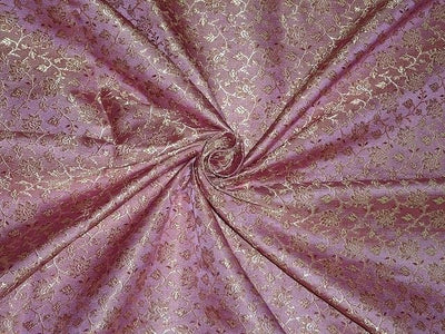 SILK BROCADE FABRIC Pink, Brown & Beige Gold 44" wide BRO344[2]