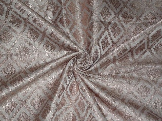 SILK BROCADE FABRIC Antique Gold color 44" wide BRO211[3]