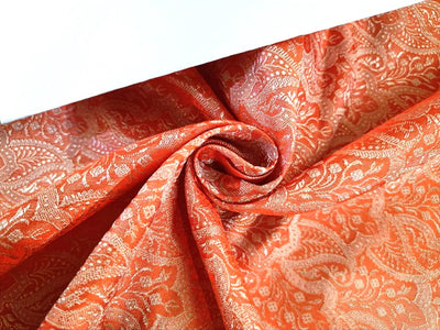 Silk Brocade fabric Mandrin Orange & Gold 44" wide BRO55[2]