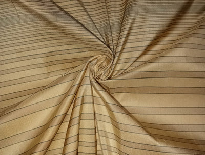 100% silk dupion gold stripes 54&quot; wide sold by the yard