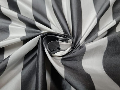 Silk taffeta one inch stripe~white / charcoal grey 54&quot; wide TAFS12[1]