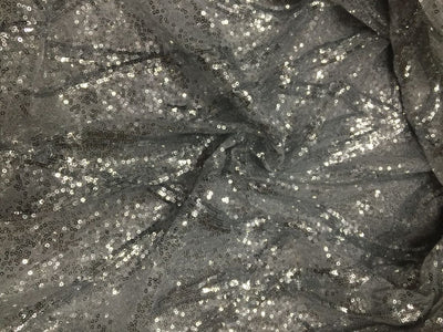Lycra Net Fabric with Sequence silver and grey color 58'' Wide