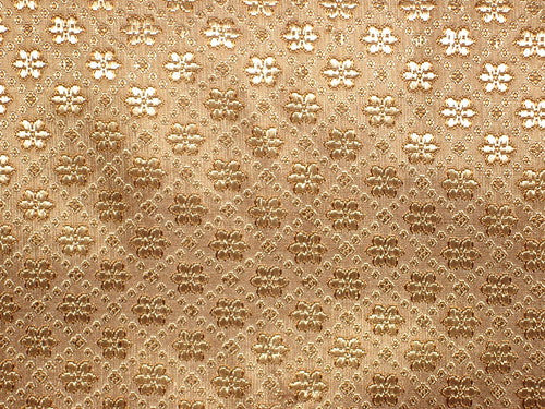 Pure Silk Broacde Fabric Gold &amp; Brown color 44&quot;