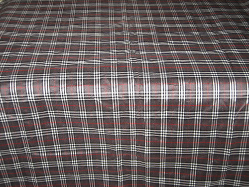 Silk Dupioni fabric Black X Red X White Plaids
