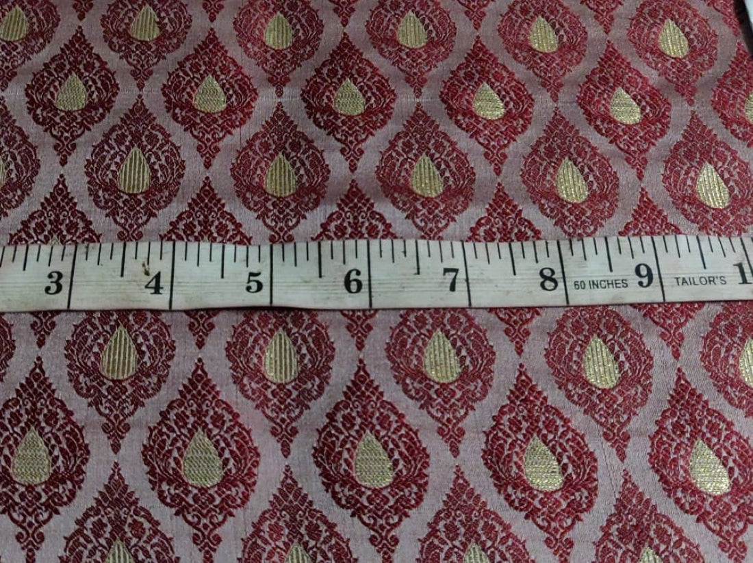 Brocade Fabric 44" wide BRO848/BRO907 available in two designs and color blueish grey and dusty rose red