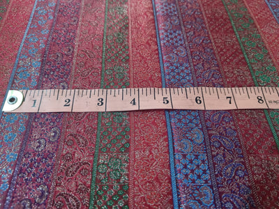 SILK BROCADE FABRIC MULTI COLOR BORDERS single length of 50cm 44" wide BRO14[1]