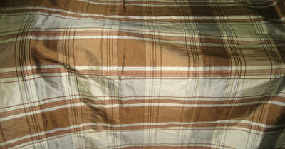 SILK Dupioni FABRIC Creamy Gold, Light Grey & Brown 54" wide DUP#C104