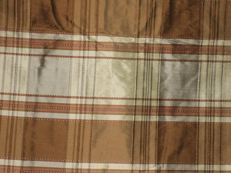 SILK Dupioni FABRIC Creamy Gold, Light Grey & Brown 54" wide DUP#C104