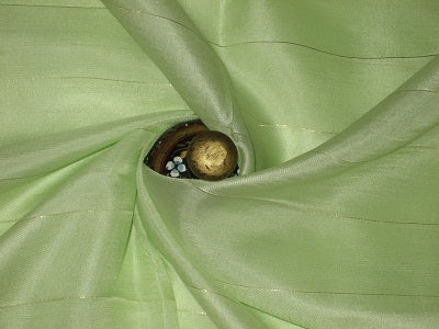 Light Mint Green with Gold Stripes Nina Silk fabric
