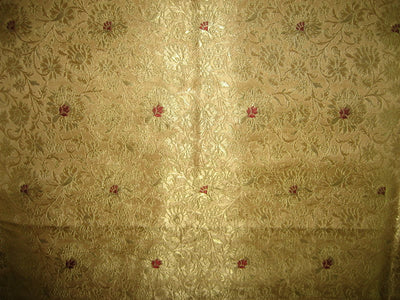 Heavy Silk Brocade Fabric Metallic Gold, Red & Gold color44" wide BRO74[2]