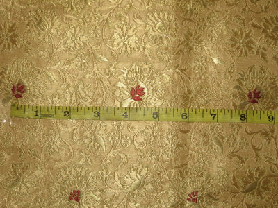 Heavy Silk Brocade Fabric Metallic Gold, Red & Gold color44" wide BRO74[2]