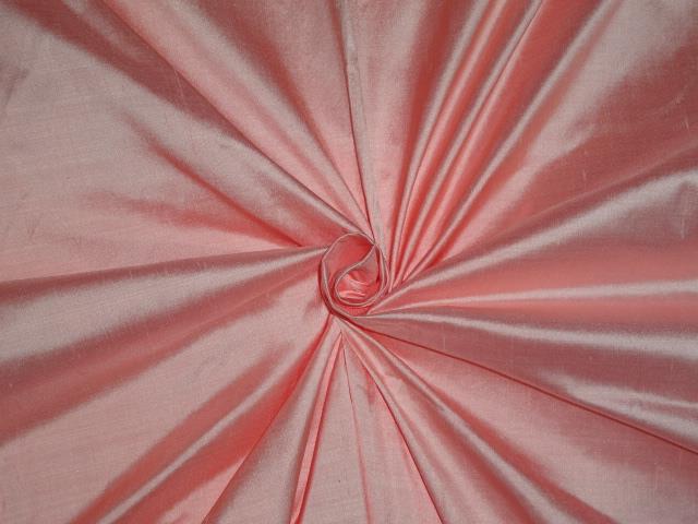 PURE SILK DUPIONI FABRIC  PINK SALMON COLOR 54 INCHES DUP192