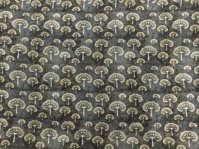 Chanderi silk fabric forest green Mushroom print ~ 44'' wide [11676]
