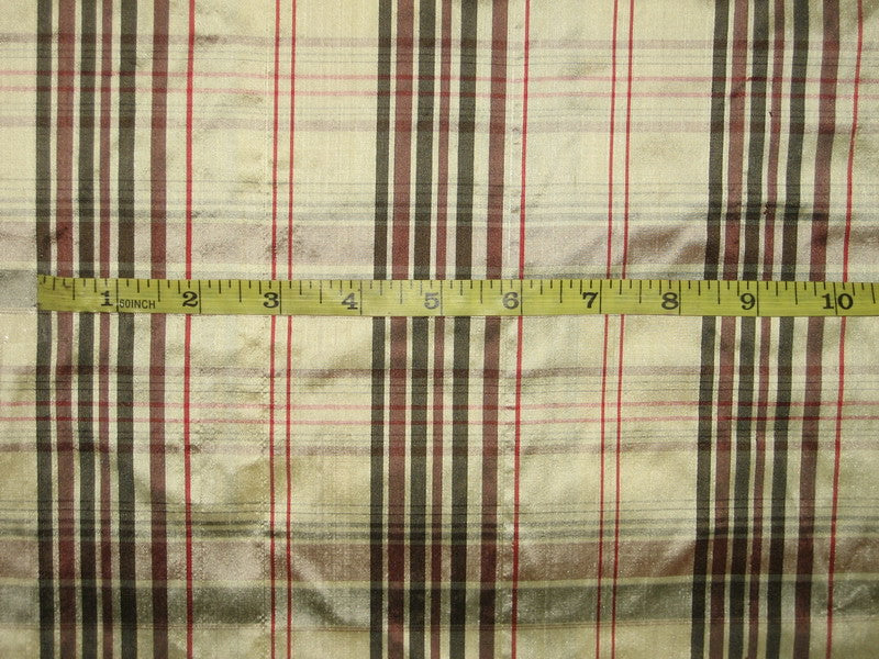 Silk Dupioni Gold with Multi color plaids Fabric 54" wide DUP#C55