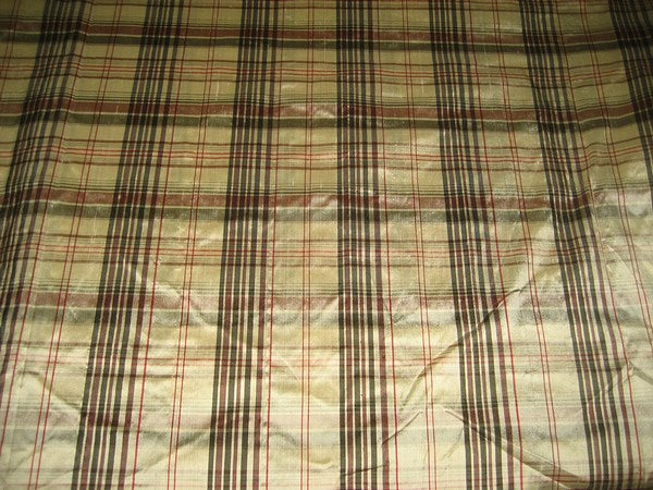 Silk Dupioni Gold with Multi color plaids Fabric 54" wide DUP#C55