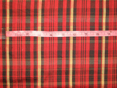 Silk Dupioni Red, Gold & Black color plaids Fabric 54" wide DUP#C103