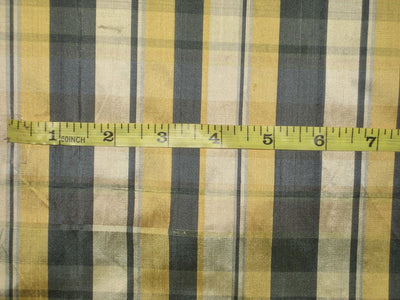 SILK Dupioni Shades of Gold & Grey color plaids Fabric 54" wide DUP#C17[2]