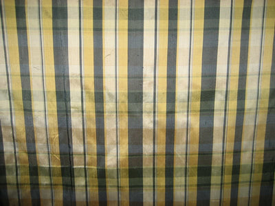 SILK Dupioni Shades of Gold & Grey color plaids Fabric 54" wide DUP#C17[2]