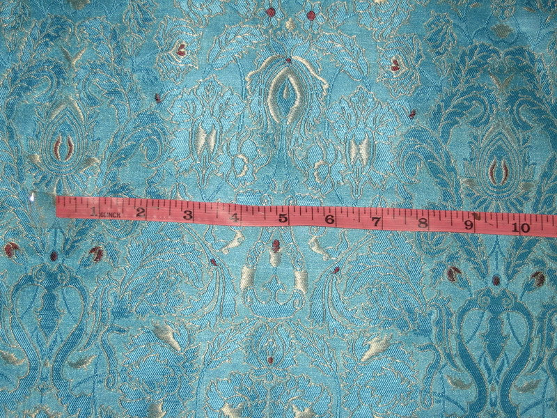 Heavy Silk Brocade Fabric Blue,Red &amp; Gold BRO77[4]