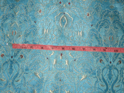 Heavy Silk Brocade Fabric Blue,Red &amp; Gold BRO77[4]