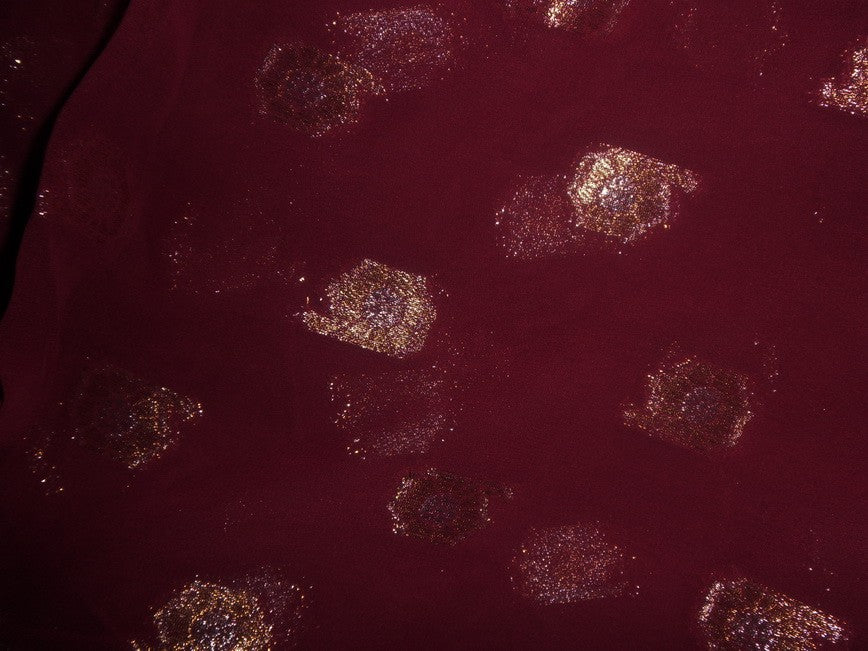 CLOSEOUT-Polyester georgette fabric metalic DARK burgundy [2527]
