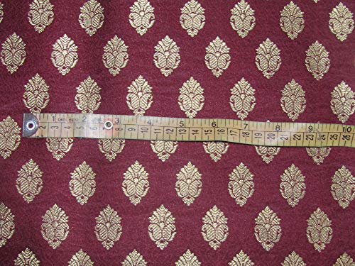 Silk Brocade fabric Burgundy x metallic gold color 44" wide BRO710[2]