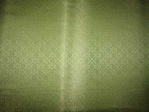 Silk Brocade fabric pastel green and metallic gold color 44" wide BRO767B[3]