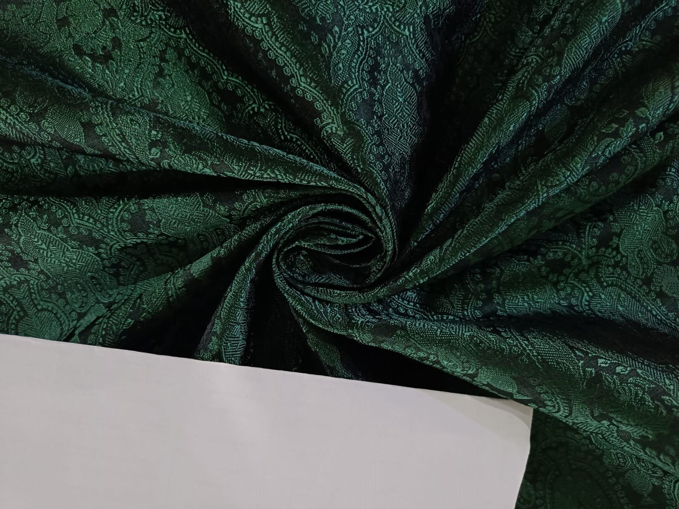 Silk Brocade fabric Green & Black Victorian 44" wide BRO99[3]