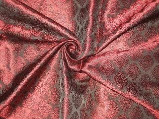 Silk Brocade Fabric Greenish Black & Red 44" wide BRO80[4]