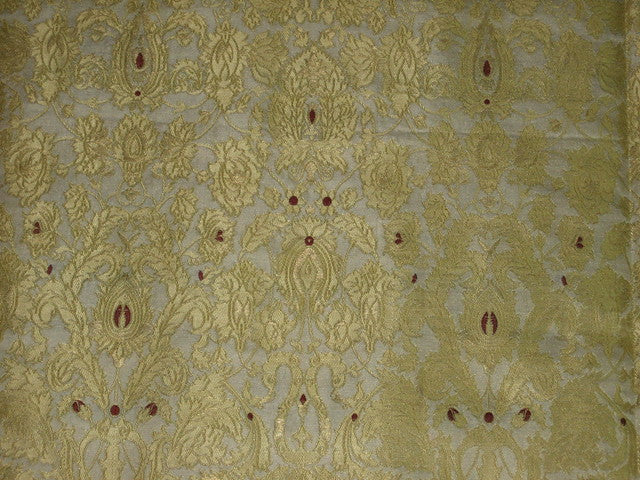 Heavy Silk Brocade Fabric Metallic Gold,Red &amp; Cream