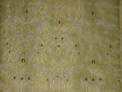 Heavy Silk Brocade Fabric Metallic Gold,Red &amp; Cream