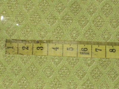 SILK BROCADE FABRIC Lime Green & Gold color 44" wide BRO67[2]