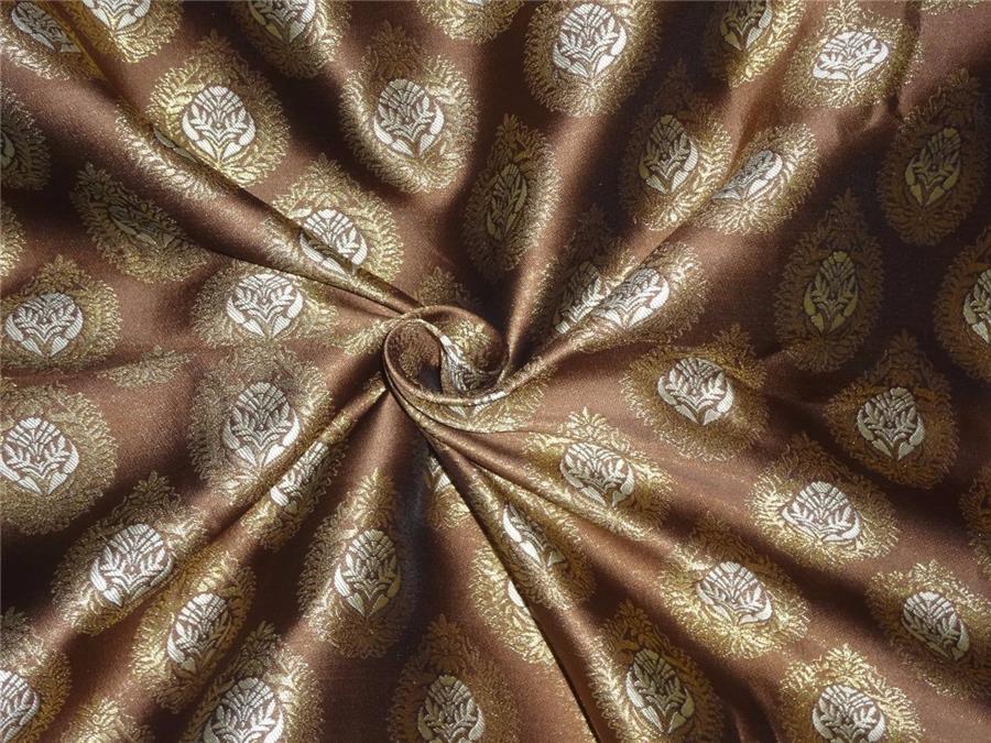 Silk Brocade fabric metalic gold and golden brown Color 50" wide BRO541[1]
