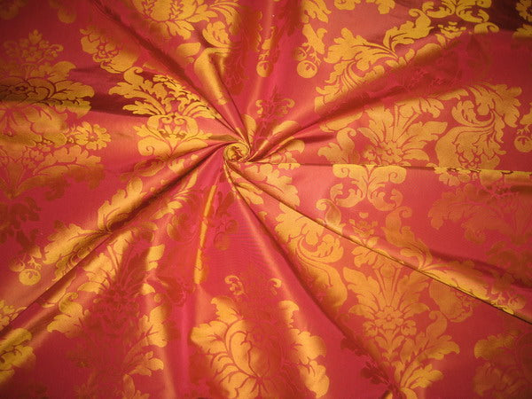 flaming orange/ gold silk Damask fabric-home decor