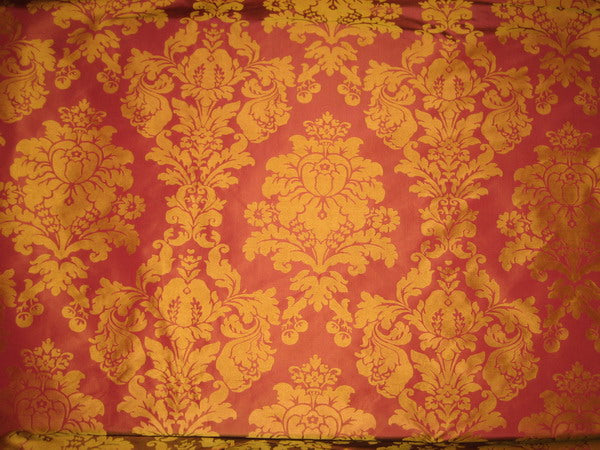flaming orange/ gold silk Damask fabric-home decor
