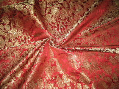 Heavy Silk Brocade Fabric Metallic Gold,Red color BRO78[1]