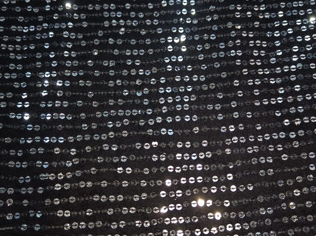 Satin Sequin Dress Fabric Double Sided - Matt Silver Black