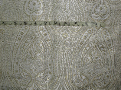 Heavy Silk Brocade Fabric Ivory &amp; Gold 36" wide BRO91[4]