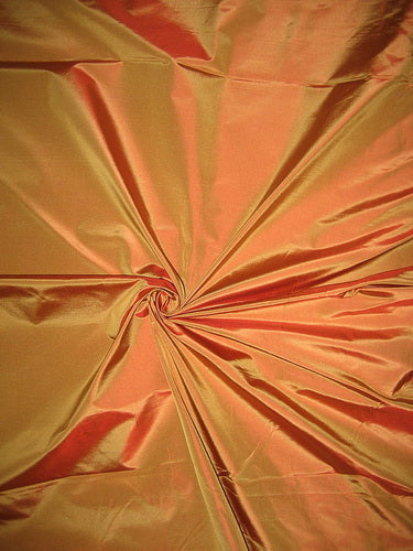 100% Pure SILK TAFFETA FABRIC Gold with Rust Shot 54" wide TAF#99[1]