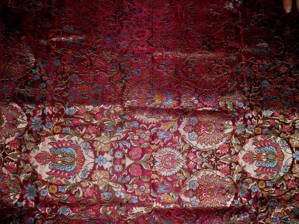 vintage mughal brocade jacquard fabric handwoven 44" wide [1784]