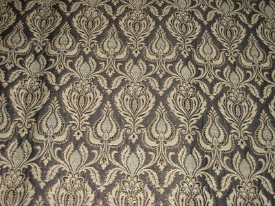 Heavy Silk Brocade Fabric Black,Bronze &amp; Olive Grey 44" wide BRO101[1]