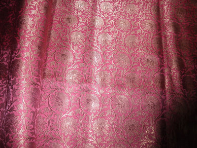 handloom woven mughal brocade fabric-pink / gold motifs