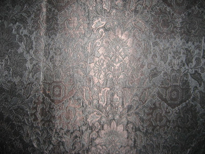 Heavy Silk Brocade Fabric Black &amp; Metallic bronze